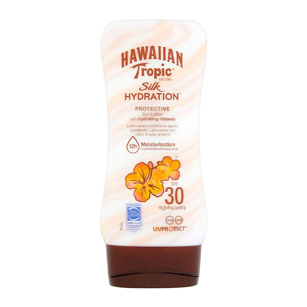 Hawaiian Tropic Silk Hydration Lotion SPF 30 | satin silk sun cream | hydrating ribbons sun cream 