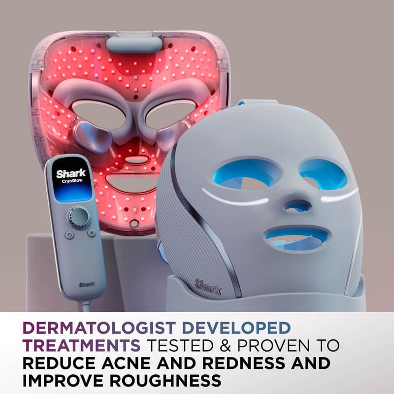 Shark CryoGlow Under-Eye Cooling + LED Face Mask proven to reduce acne and redness