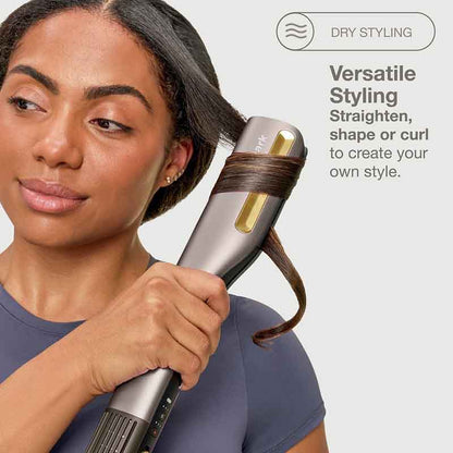 Shark SilkiPro Straight Hair Straightener + Dryer in One Tool with Heat-Resistant- mocha silver versatile styling curling image