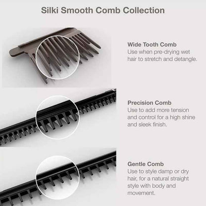 Shark SilkiPro Straight Hair Straightener + Dryer in One Tool with Heat-Resistant- mocha silver 3 different comb types and what they do