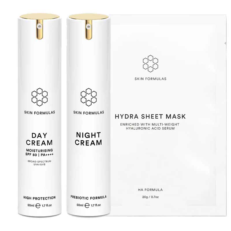 Skin Formulas Day & Night Duo + FREE Hydra Sheet Mask, skincare bundle, skincare routine