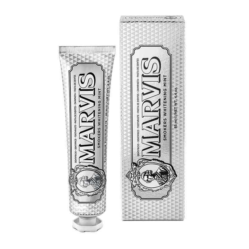 Marvis | Smokers | Whitening | Mint | creamy | toothpaste | freshen | whiten | cleanse | Italian | refreshing | flavour | rich formula | gentle | remove strains | prevent tooth decay | remove plaque | flavour