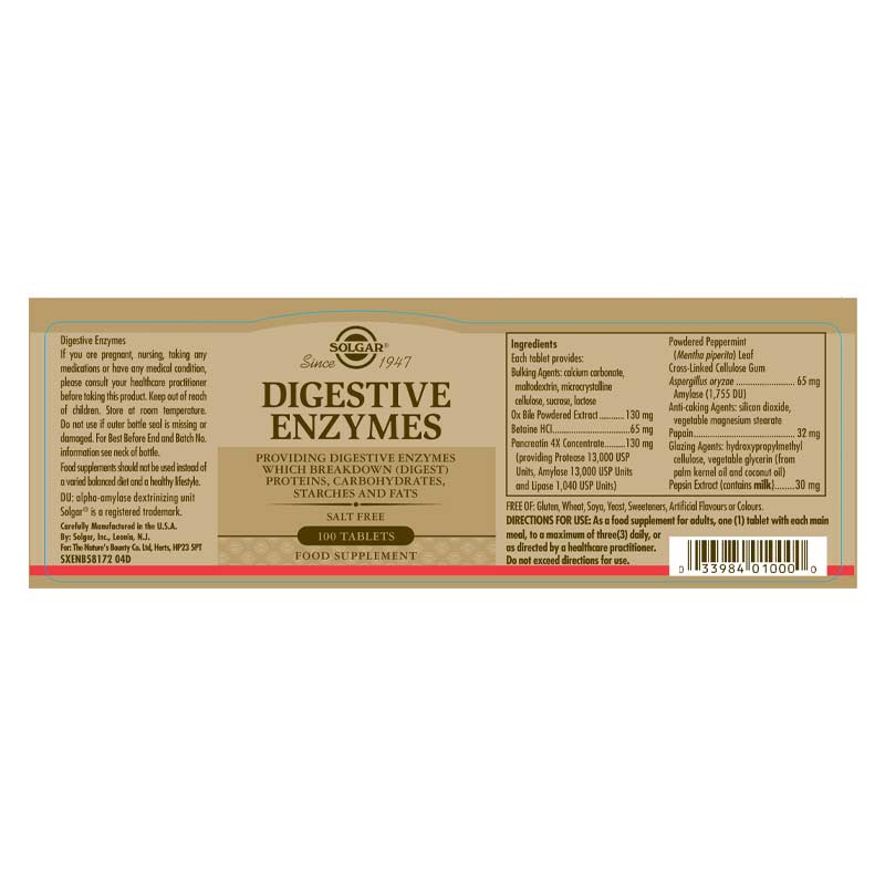 Solgar | Digestive Enzymes | supplements to aid digestion | digestive system 