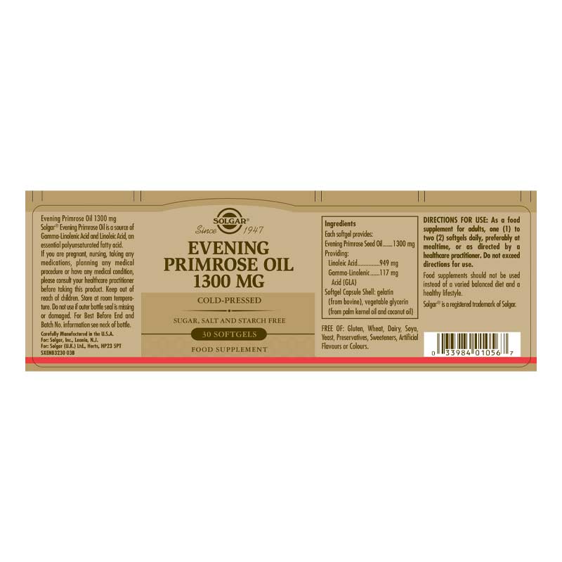Solgar Evening Primrose Oil 1300 mg Softgels
