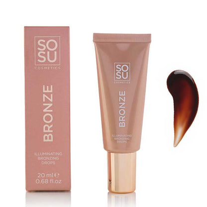 SOSU Cosmetics Bronze Drops | Provides Sunkissed Glow | Can Be Mixed with Foundation or Worn Alone | Delivers Warm, Healthy Glow | Hydrating | Enriched with Vitamin E | Suitable for Face and Body