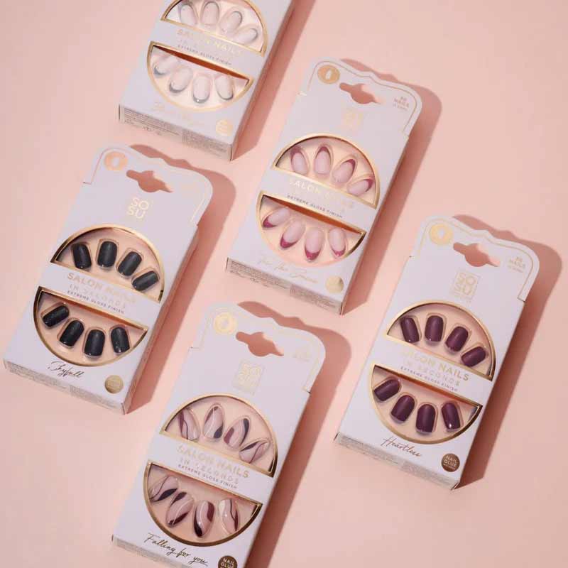 SOSU Cosmetics | Mocha | Latte | false nails | milky | brown-tone | nude| colour | short length | square shape | easy | stunning | salon-quality 