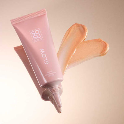 SOSU Cosmetics Glow Drops | Illuminating Primer | Enriched with Pink Grapefruit Extract, Vitamin C, and Hyaluronic Acid | Revitalizes, Brightens, Moisturizes | Leaves Skin Glowing