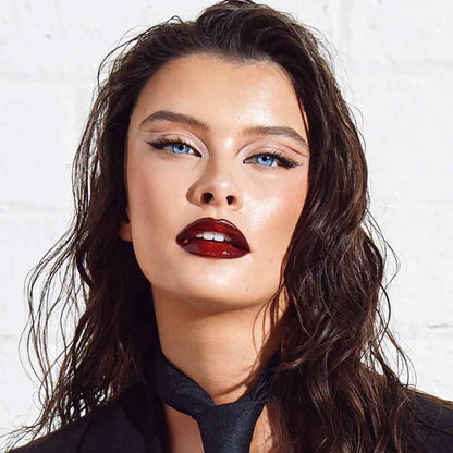 SOSU Cosmetics Hidden Agenda Fox Eye False Lashes Flirty On Model With Glam Makeup Look