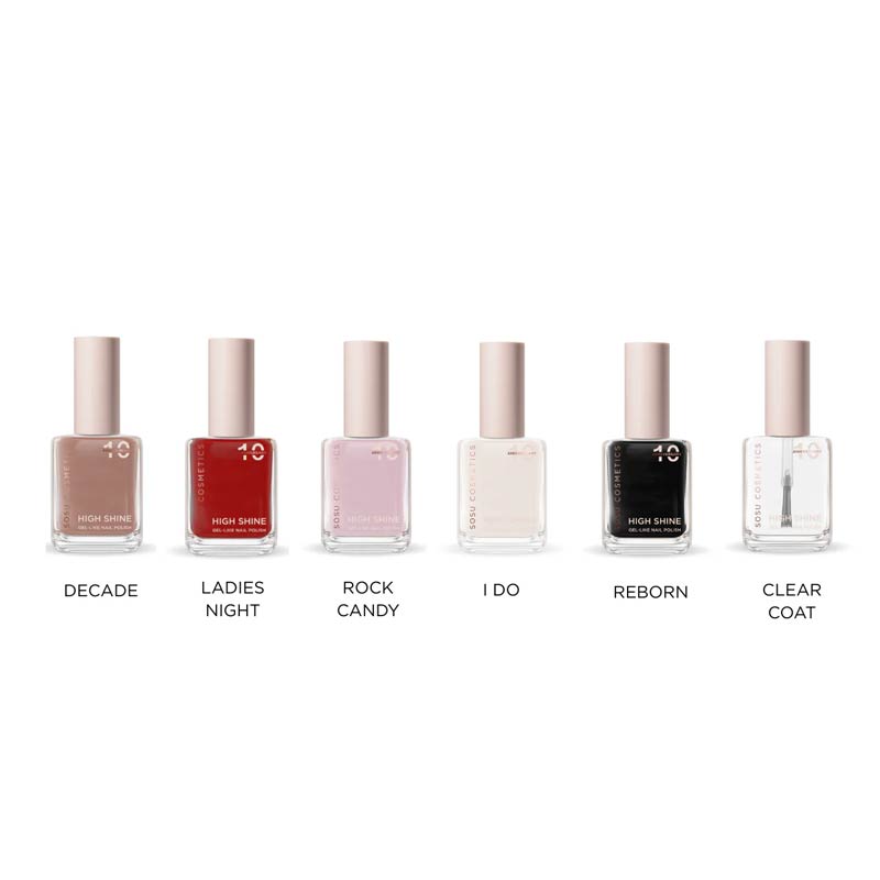 SOSU Cosmetics High Shine Gel-Like Nail Polish Shade Names