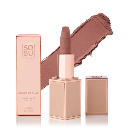 SOSU Cosmetics Matte Lipstick | Don't Be Chai | Hydrating Formula for Moisturized, Comfortable Lips | Provides Matte Finish | Velvet-Smooth Texture | Long-Lasting Without Dryness