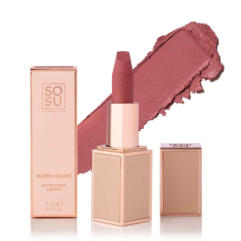 SOSU Cosmetics Matte Lipstick | Muted Mauve | Hydrating Formula for Moisturized, Comfortable Lips | Provides Matte Finish | Velvet-Smooth Texture | Long-Lasting Without Dryness