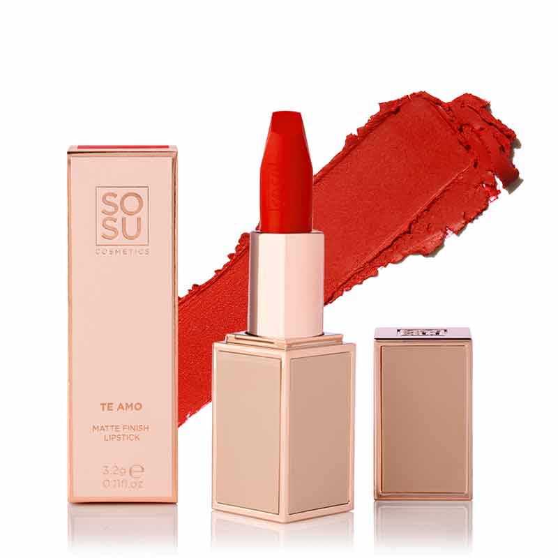 SOSU Cosmetics Matte Lipstick | Te Amo | Hydrating Formula for Moisturized, Comfortable Lips | Provides Matte Finish | Velvet-Smooth Texture | Long-Lasting Without Dryness
