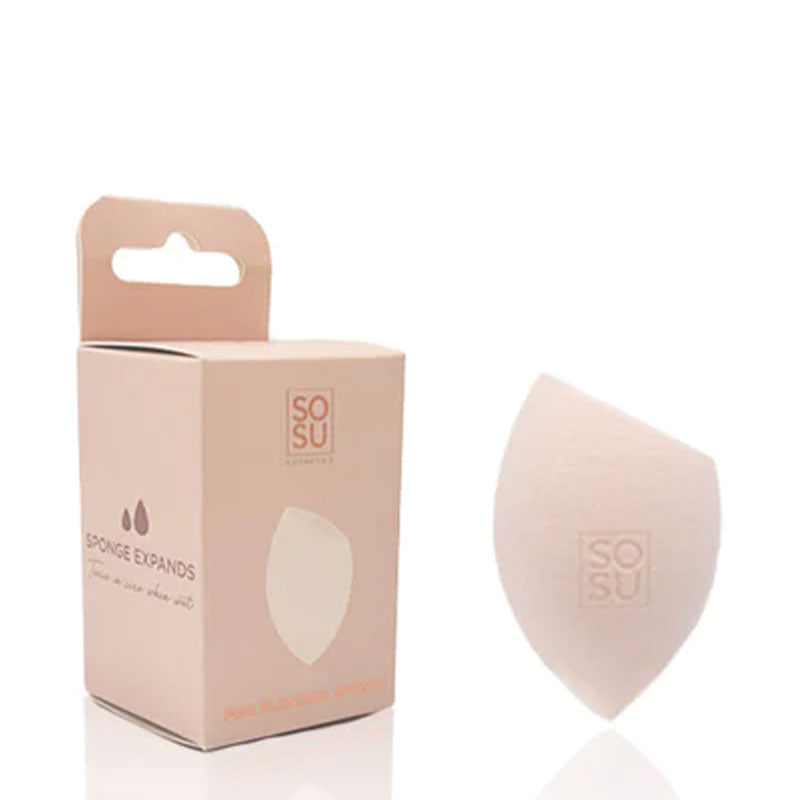 SOSU Cosmetics|  Pro | Blending | Sponge | Beige | beauty tool | flawless | complexion | latex-free | sponge | expertly designed | liquid | cream | powder | bouncy | expandable | design | super-soft | touch | perfect | base