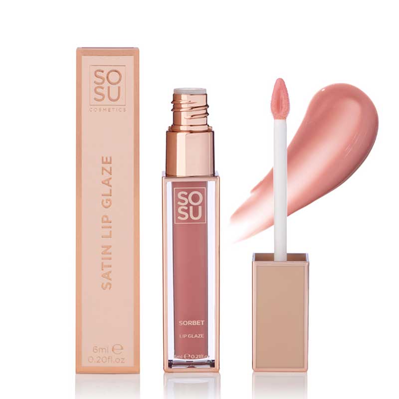 SOSU Cosmetics Lip Glaze | Sorbet | High-Shine Satin Lip Gloss | Ideal for Layering Over Lipstick or Wearing Alone | Enhances Pout with Dimension
