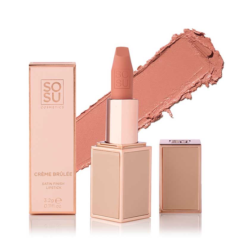  SOSU Cosmetics Satin Lipstick | Creme Brulee |  Hydrating Formula for a Luminous Pout | Silky-Smooth Texture | Long-Lasting and Rich in Color | Delivers Soft, Juicy Lips