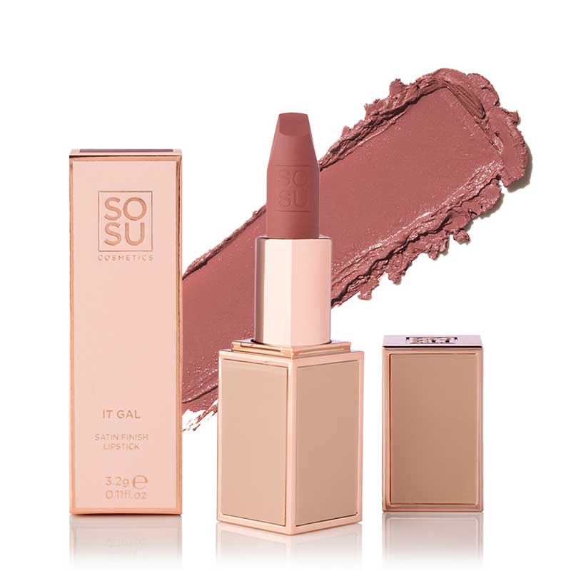 SOSU Cosmetics Satin Lipstick | It Gal | Hydrating Formula for a Luminous Pout | Silky-Smooth Texture | Long-Lasting and Rich in Color | Delivers Soft, Juicy Lips