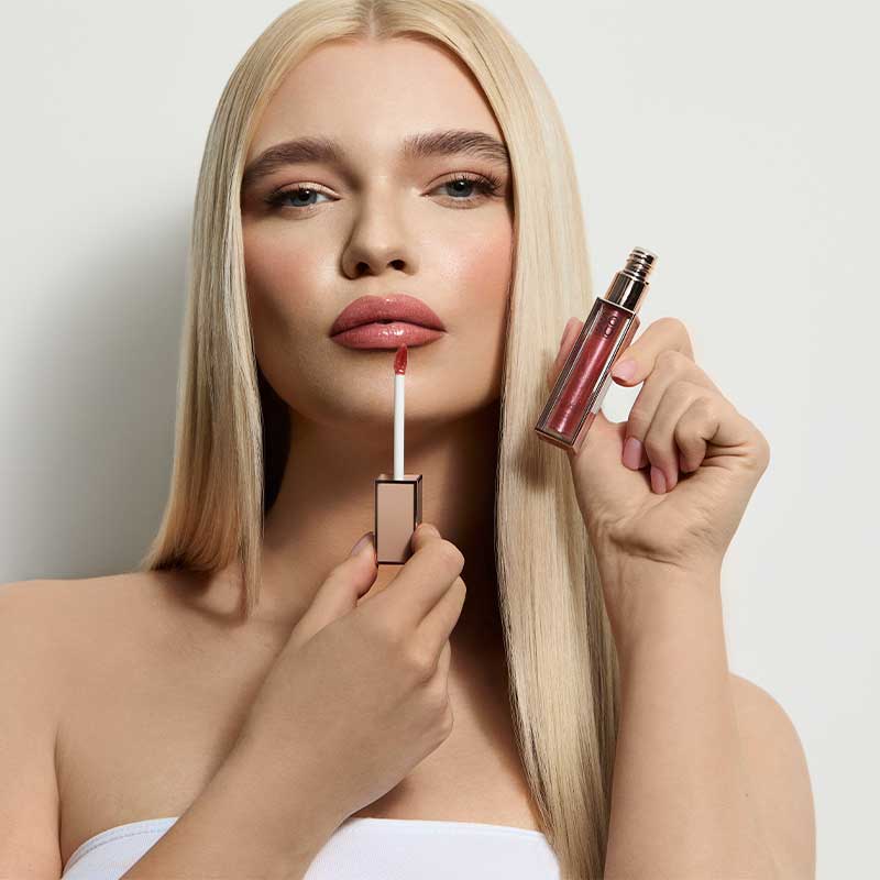 SOSU Cosmetics Lip Glaze | Rose Gold | High-Shine Lip Gloss with Shimmer