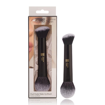 SOSU Cosmetics x Bonnie Ryan Dual Ended Brush | Flawless contour, bronzer, and blush application | Dual-ended design for precise application and seamless blending | Suitable for makeup enthusiasts at all levels.