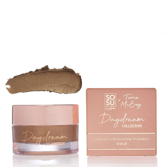 SOSU x Terrie McEvoy Daydream Eye Glow Pot | gold creamy pigment for eye | brela shade