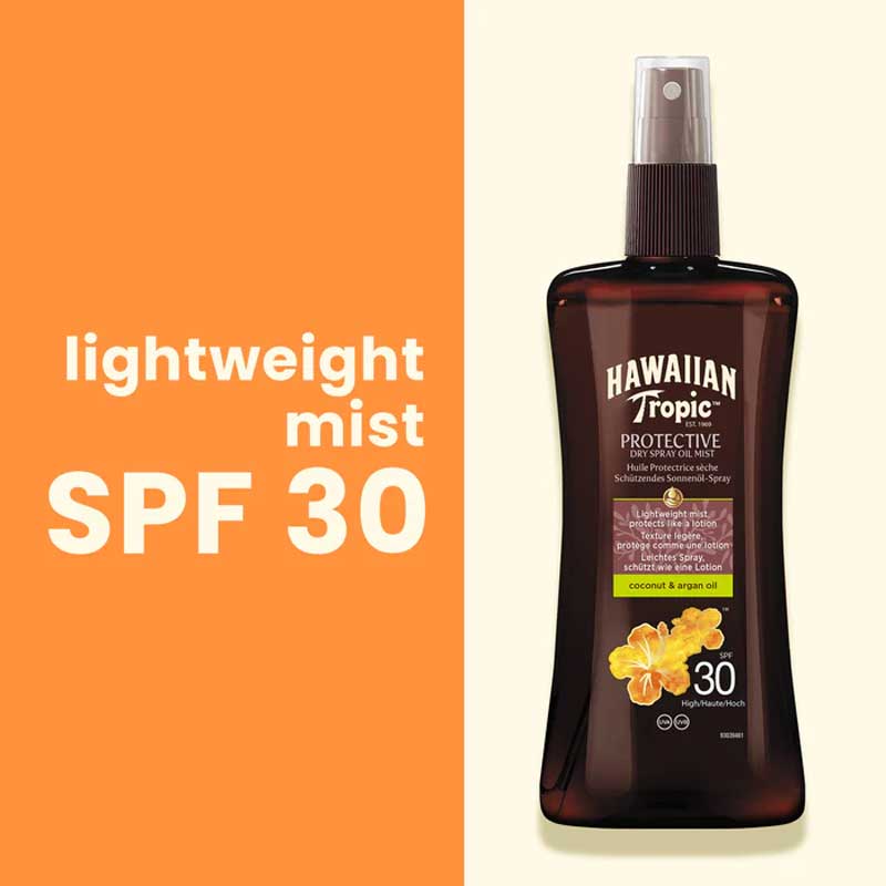 Hawaiian Tropic Protective Spray Oil Mist SPF 30 | Quick | Protective | SPF 30 | Coconut | Mango | Lightweight |