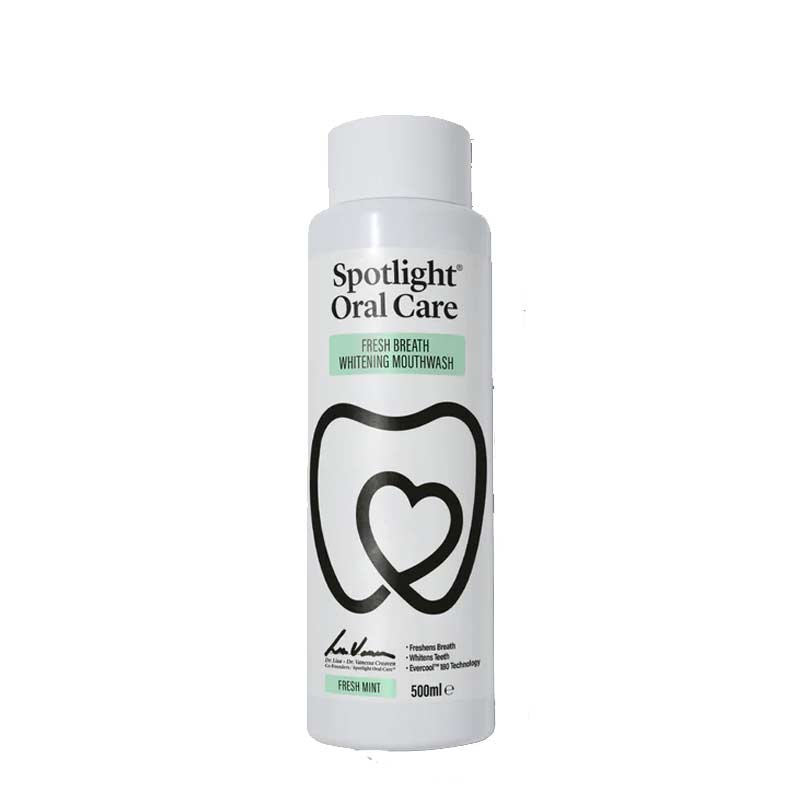 Spotlight Oral Care | Fresh Breath Whitening Mouthwash | fresh breath | whitened teeth | Evercool 180 Technology™ | advanced formula | long-lasting fresh breath | prevents stain build-up | protects against cavities | daily use | brighter smile | healthier smile | breath freshening | teeth whitening ingredients