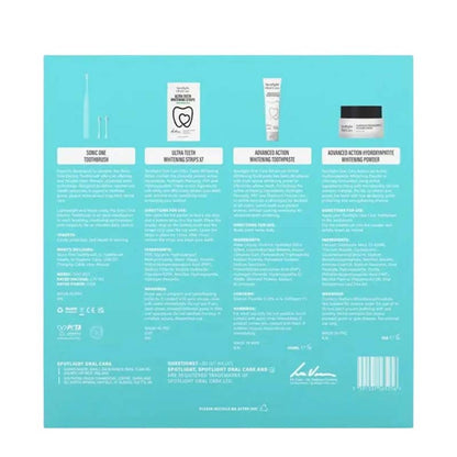 The back, showing four included items with text labels and product descriptions on a light gray background.