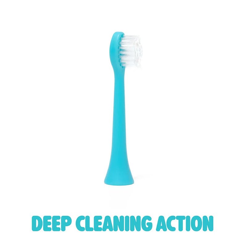 Spotlight Oral Care Sonic Toothbrush Replacement Heads Blue 1 head with on text saying deep cleaning action, white background