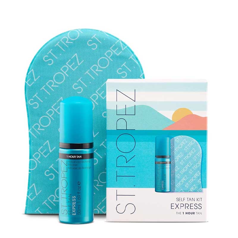 St. Tropez Express Self Tan Mini Kit, tanning mousse, tanning mitt, travel size self tan