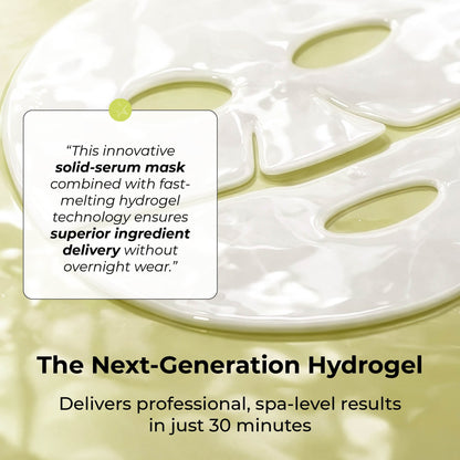 STARSKIN DeepMelt Collagen Green Caviar Hydrogel Face Mask Image of Hydrogel Texture and how it delivers spa level results in 30 minutes
