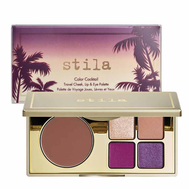 Stila Color Cocktail Travel Cheek, Lip & Eye Palette | shade mooshine palette | purple eyeshadow palette | holiday edition makeup | travel makeup | travel makeup palette easy on the go makeup