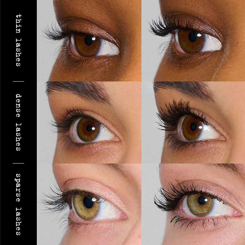 Stila Made-U-Lash Length & Define Tubing Mascara Before and After on different lash types