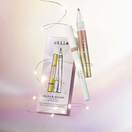 Stila shine and define nude lip duo, nude calligraphy lip stain gift set