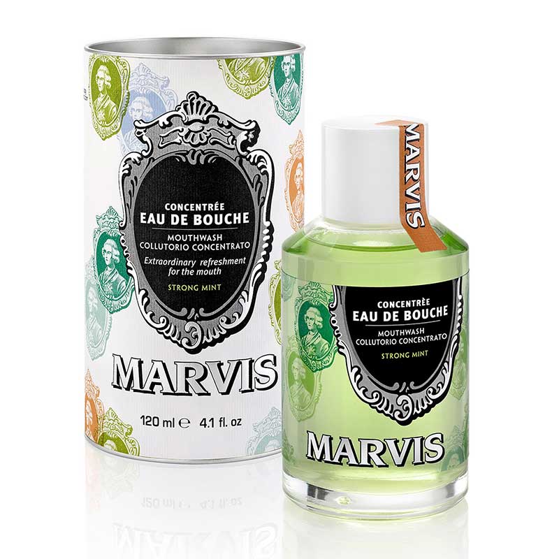 Marvis | Eau de Bouche | Strong Mint | Mouthwash | oral health | neutralise | odour-causing | bacteria | fresher breath | cleaner mouth | freshness | peppermint | oral | 
