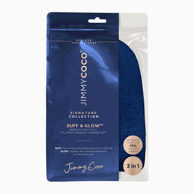 Sunless | Jimmy Coco | Buff & Glow | Mitt | ultimate | full-body | mitt exfoliates | tan application | luxurious| tanning | 3-in-1