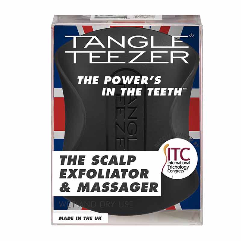 Tangle Teezer Scalp Exfoliator & Massager | anti dandruff detangling hair brush | black