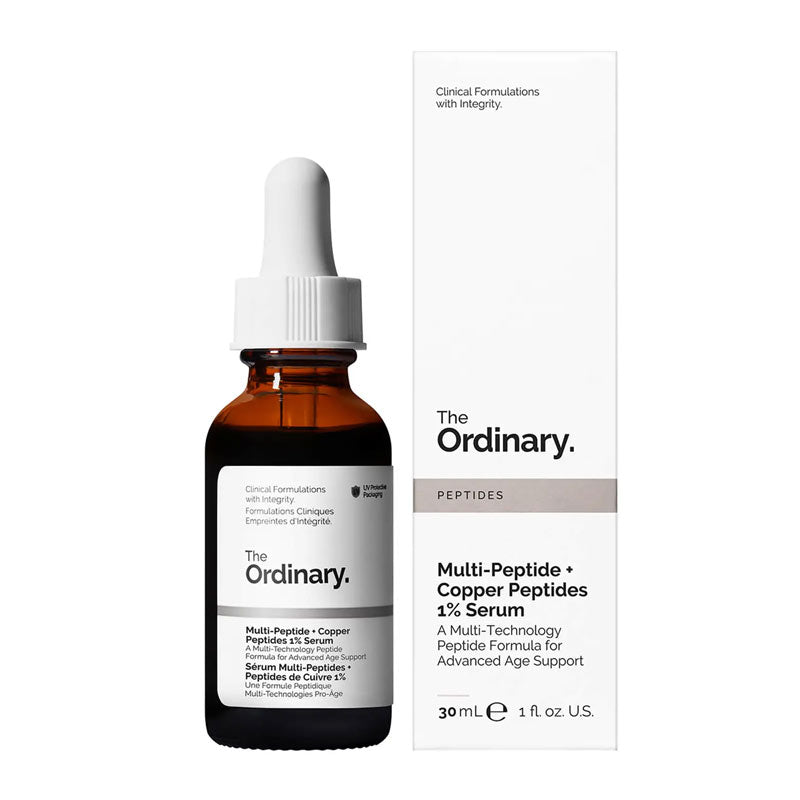 The Ordinary Multi-Peptide + Copper Peptides 1% Serum | water based | targets signs of aging | improves | skin health | collagen production | anti-inflammatory