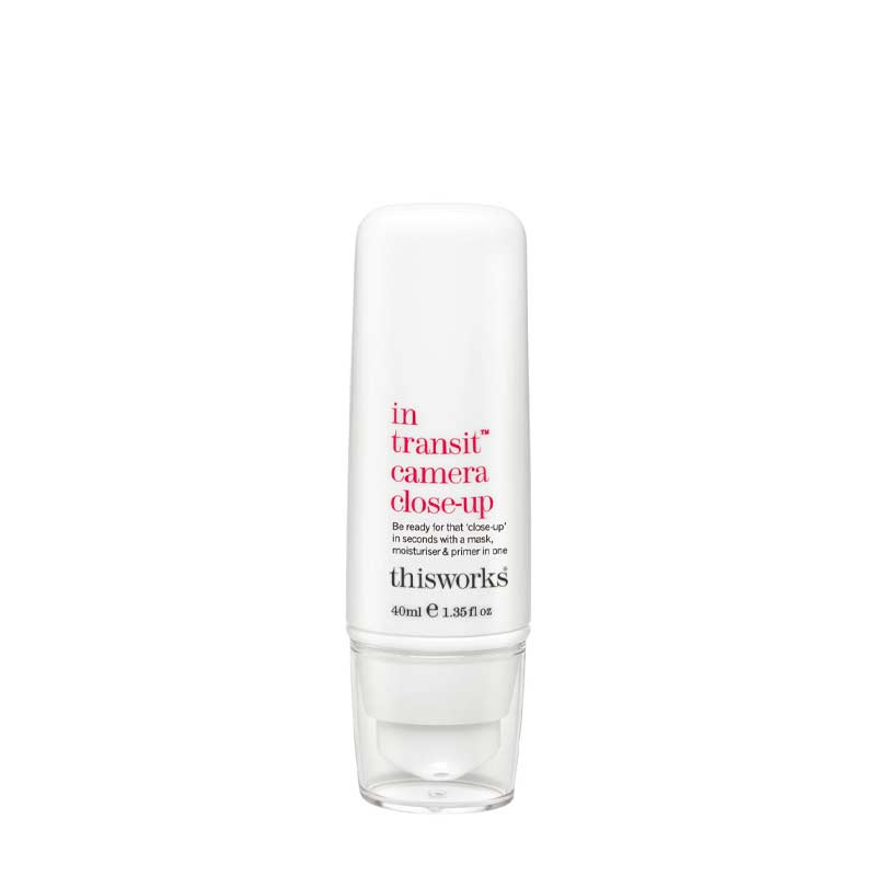 This Works | In Transit Camera Close Up | handbag must-have | mask | moisturiser | primer | all-in-one | long-lasting makeup finish | smoother skin | improved appearance | 96% natural ingredients | 40ml size | skincare saviour