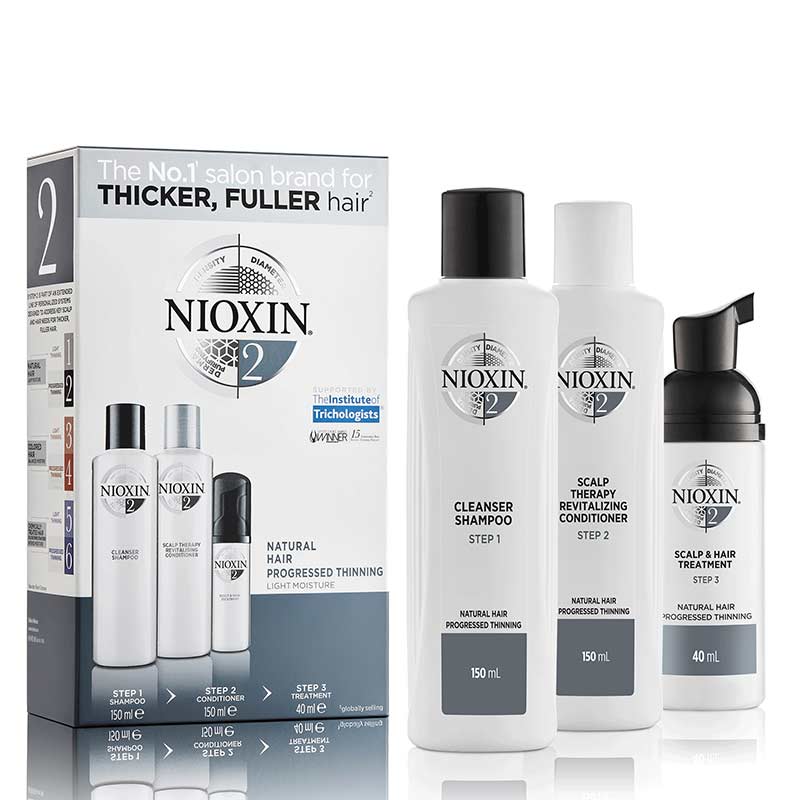 Nioxin | System | 2 | Three Part | Trial Kit | hair | thickening products | natural | thinning | powerful | fuller hair 