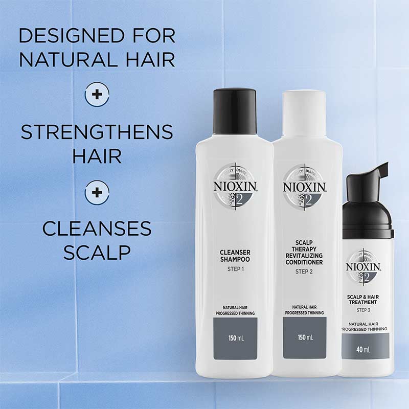 Nioxin | System | 2 | Three Part | Trial Kit | hair | thickening products | natural | thinning | powerful | fuller hair 