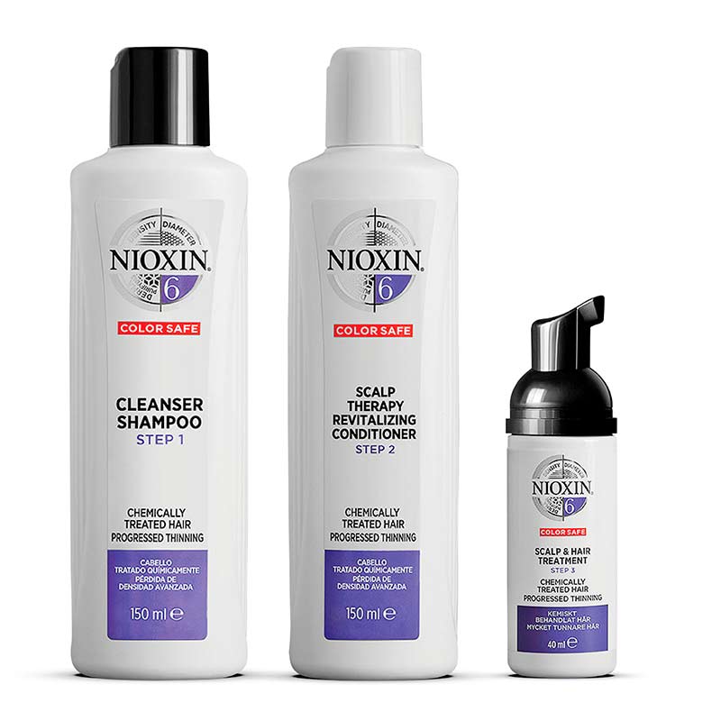 Nioxin | System | 6 | Three Part | Trial Kit | coloured hair | thinning | value set | hair thickening | shampoo | conditioner | leave in treatment | clinically | dermatologically tested |products