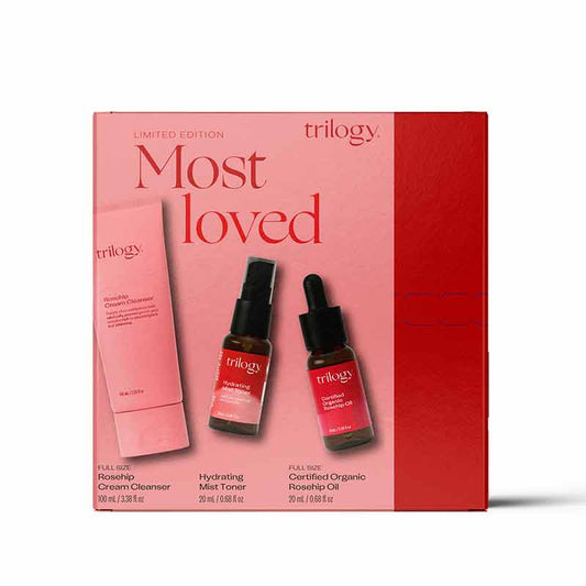 Trilogy Most Loved Skincare Gift Set, cleanser, face toner, rosehip oil