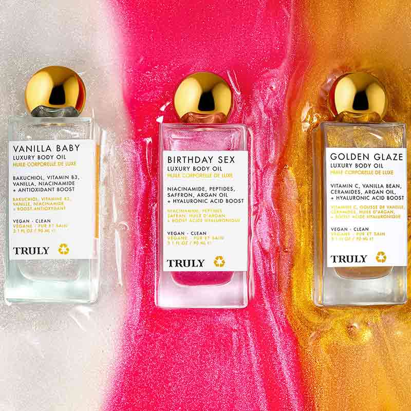 Truly Beauty Birthday Sex Luxury Body Oil Lifestyle Image Three Shades