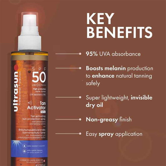 Ultrasun Body Tan Activator SPF50 Key Benefits