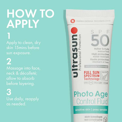How to apply the Ultrasun Photo Age Control Fluid SPF 50