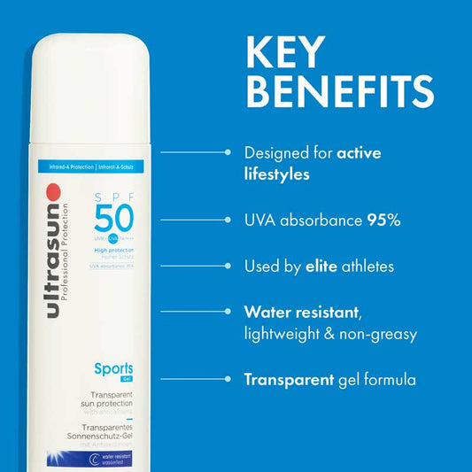 Ultrasun Sports Gel SPF50 Key Benefits