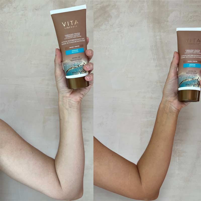 Vita Liberata | Fabulous Tinted Tanning Lotion | Natural Tan | Before & after