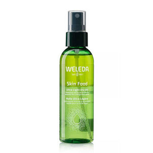 Weleda Skin Food Ultra Light Dry Oil | lightweight | effective hydration | pansy | organic calendula | organic rosemary | organic chamomile | deeply nourishes | soft | supple