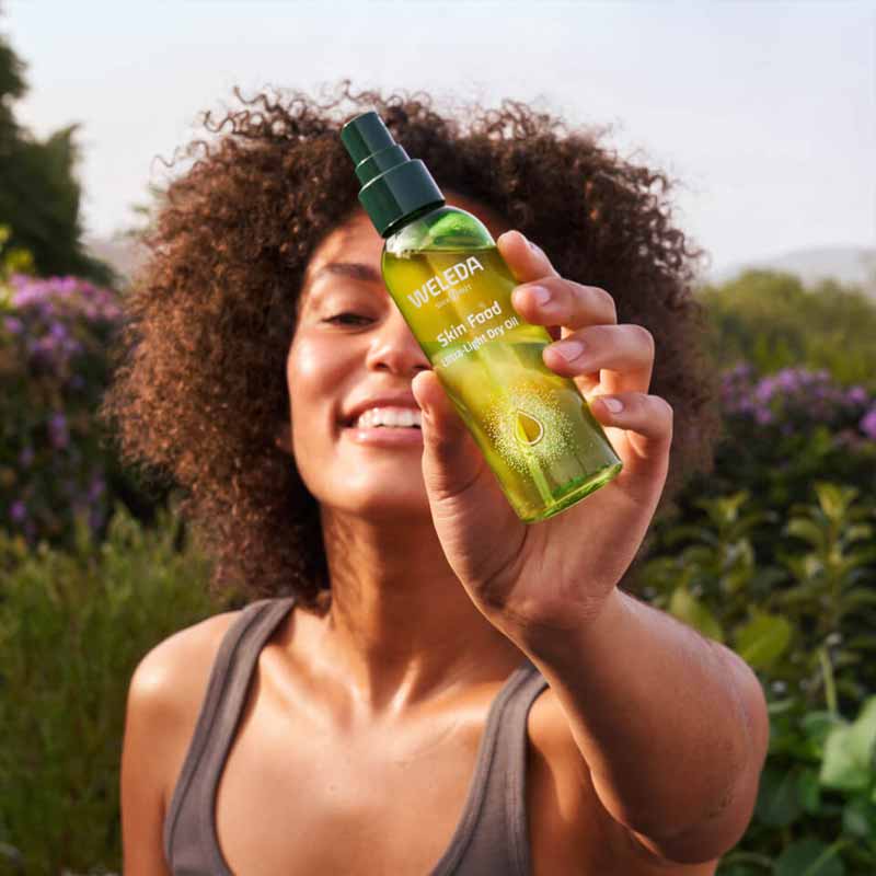 Weleda Skin Food Ultra Light Dry Oil | lightweight | effective hydration | pansy | organic calendula | organic rosemary | organic chamomile | deeply nourishes | soft | supple