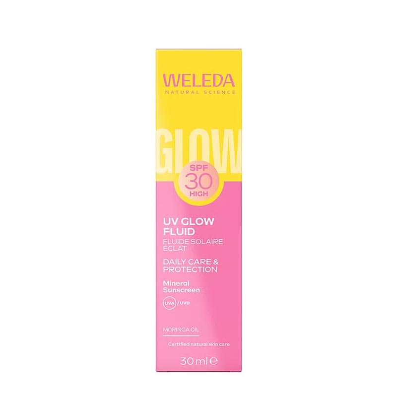 Weleda UV Glow Fluid SPF30 Packaging Image with White Background