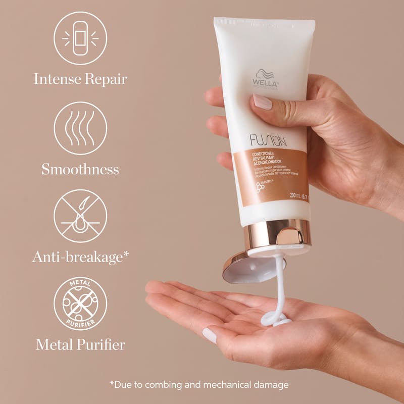 Wella Professionals | Fusion Intense Repair Conditioner | intense repair haircare | smooth hair | hair breakage
